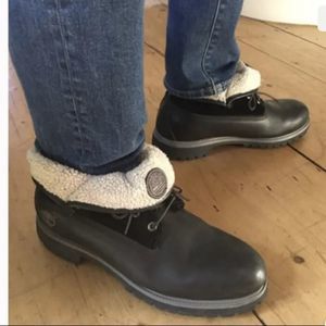 Timberland mens black roll top boots 7.5M
